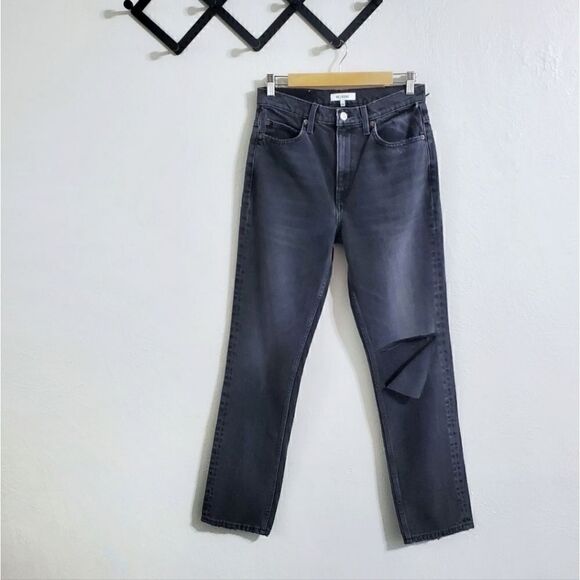 Re/Done 70's High Rise Straight Leg Distressed Denim Jeans In Black Size 27 NWT - Picture 11 of 16